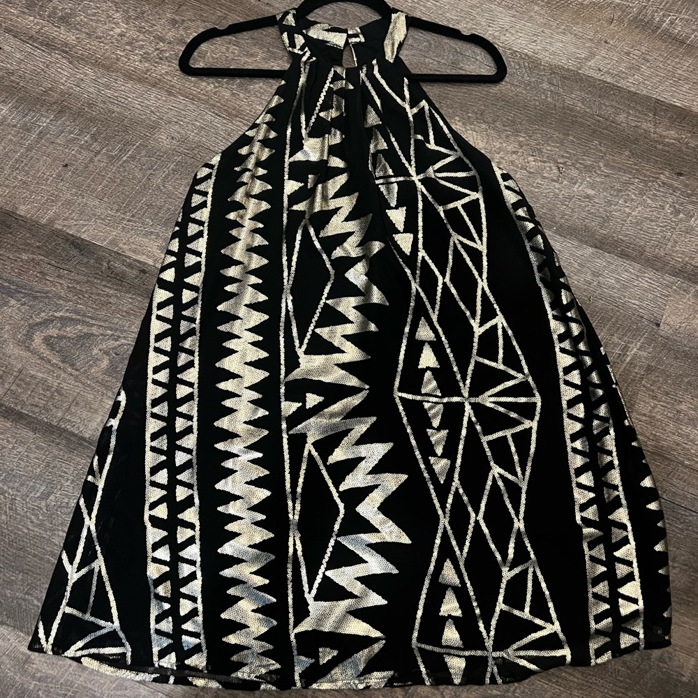 Geometric Metallic Cocktail Dress